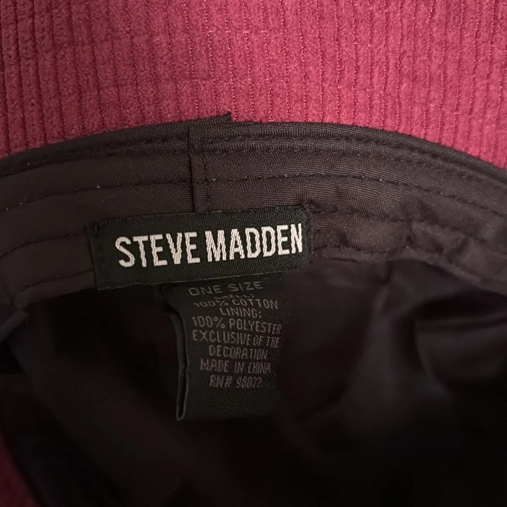 Steve Madden Burgundy Cotton Corduroy Bucket Hat One Size